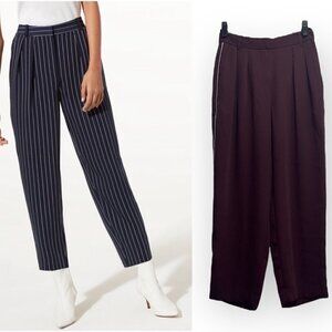 Aritzia Babaton Burgundy Modesto pleated pants with pinstripes on sides size 4